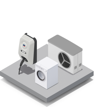 Les appareils ménagers intelligents dotés d’une interface EEBUS peuvent directement être intégrés dans le système et être pilotés (par ex. par des appareils ménagers de BSH)