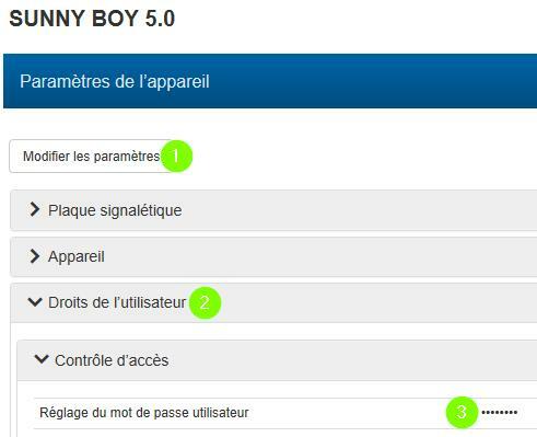 Cliquez sur « Modifier les paramètres » et ouvrez l'onglet « Droits d'utilisateurs/Contrôle d'accès »