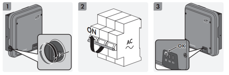 Si la lumière de la lampe la plus à gauche est verte, tout va bien