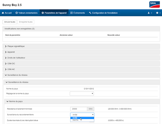 Screenshot Web User Interface