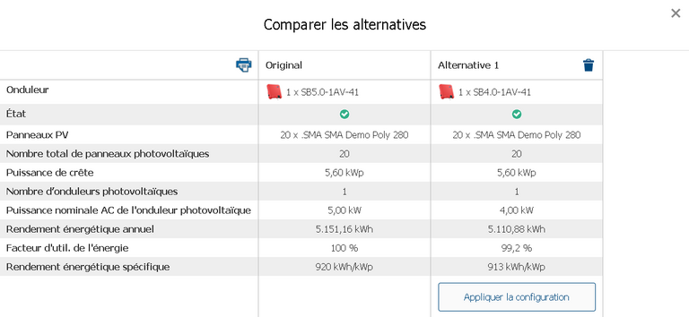 Exemple de calcul avec surdimensionnement