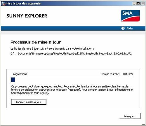 Mise à jour à l'aide du Sunny Explorer