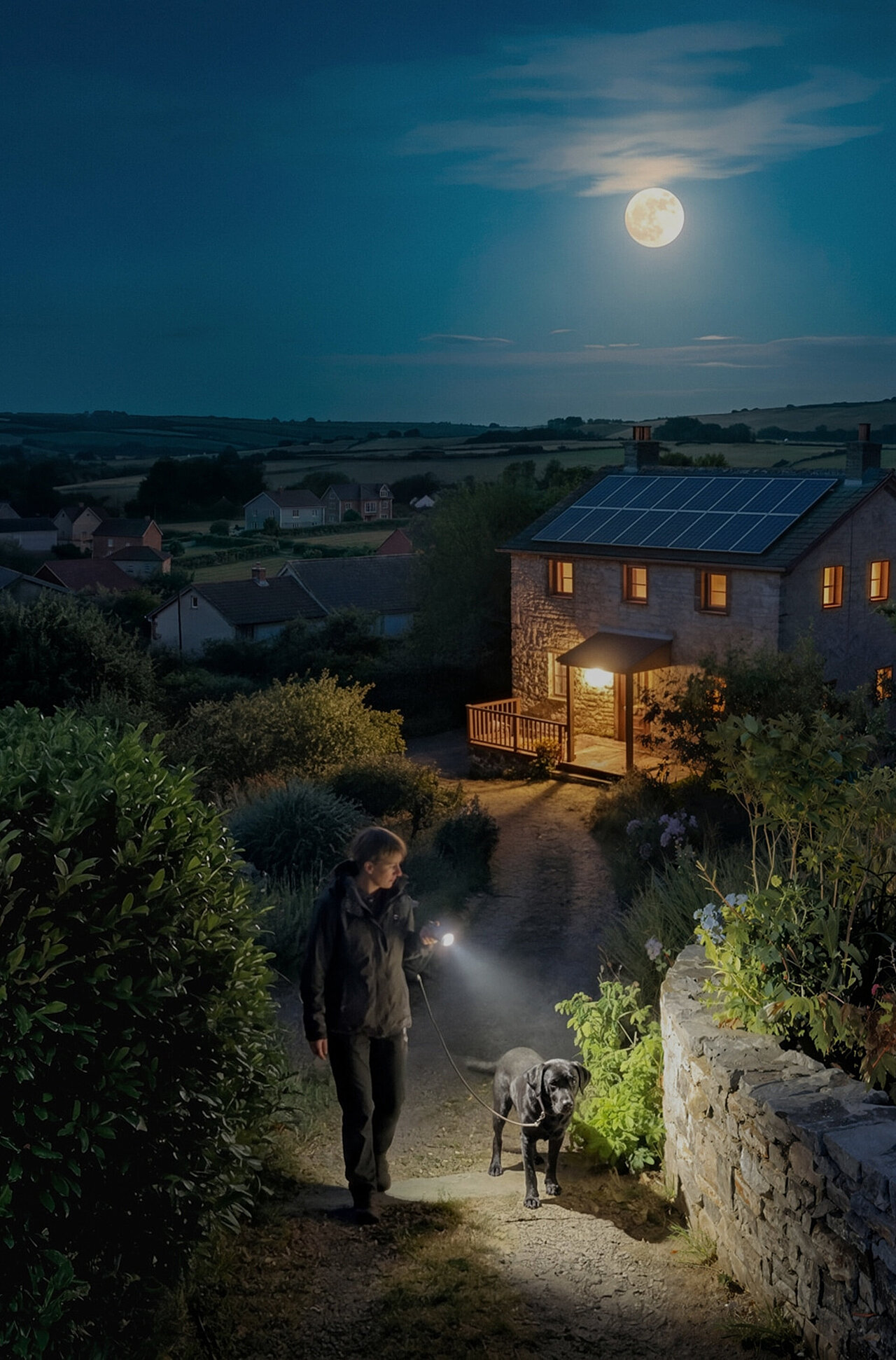 Maison équipée d'une installation solaire de nuit avec solution énergétique SMA